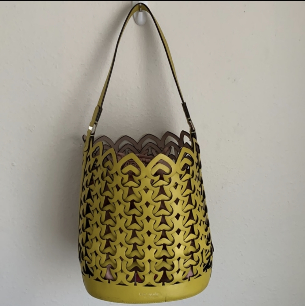 Kate spade Yellow Cutout Bucket Handbag Purse